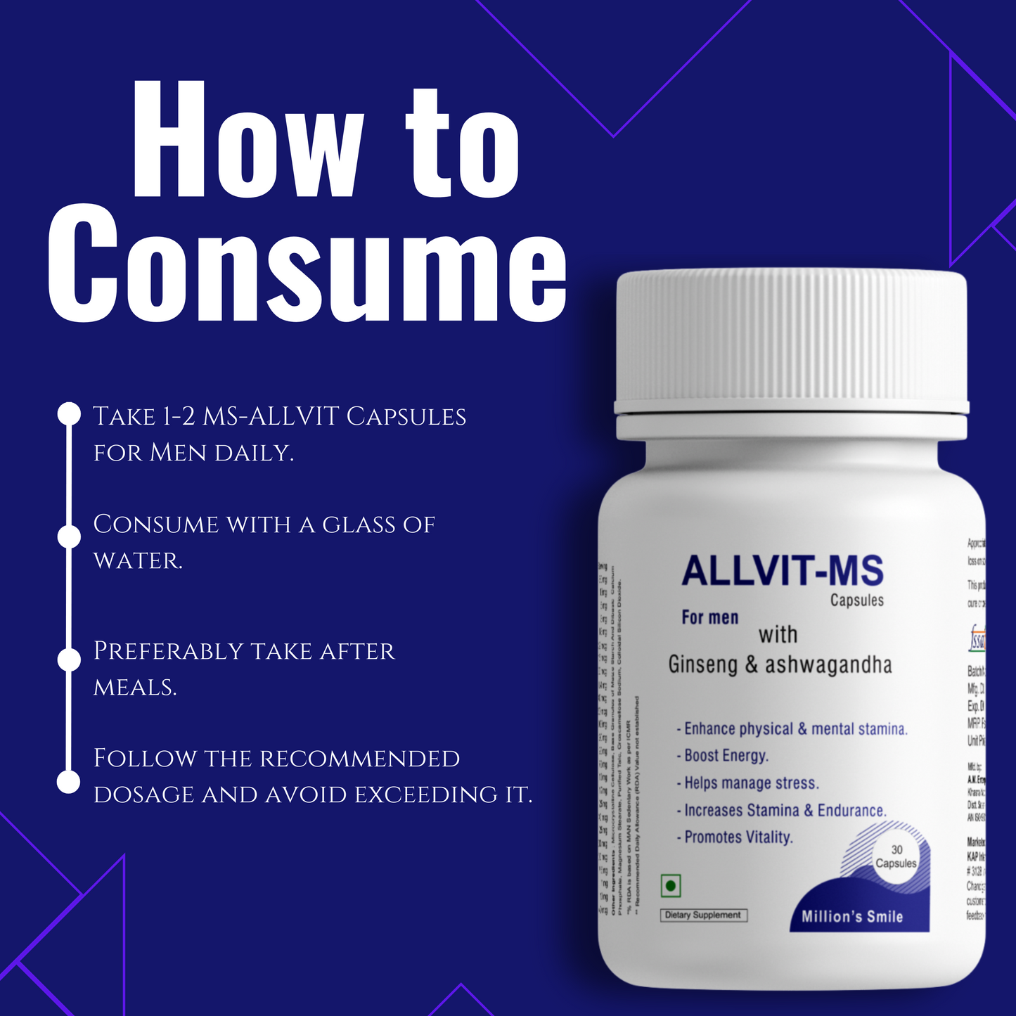 MS-ALLVIT Capsules for Men with Ginseng & Ashwagandha - 30caps.