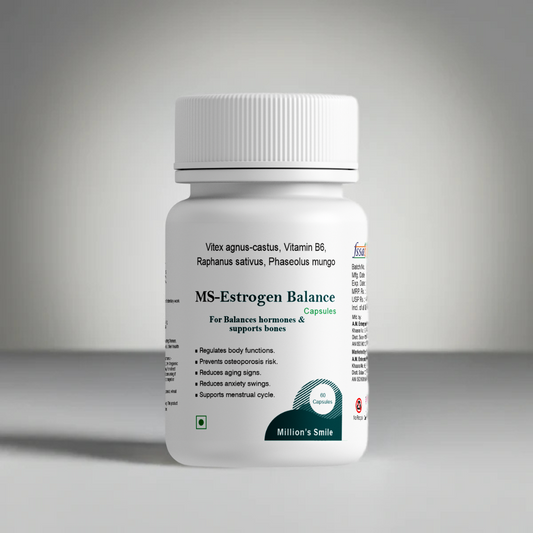 MS-Estrogen Balance supplement bottle on a gray background