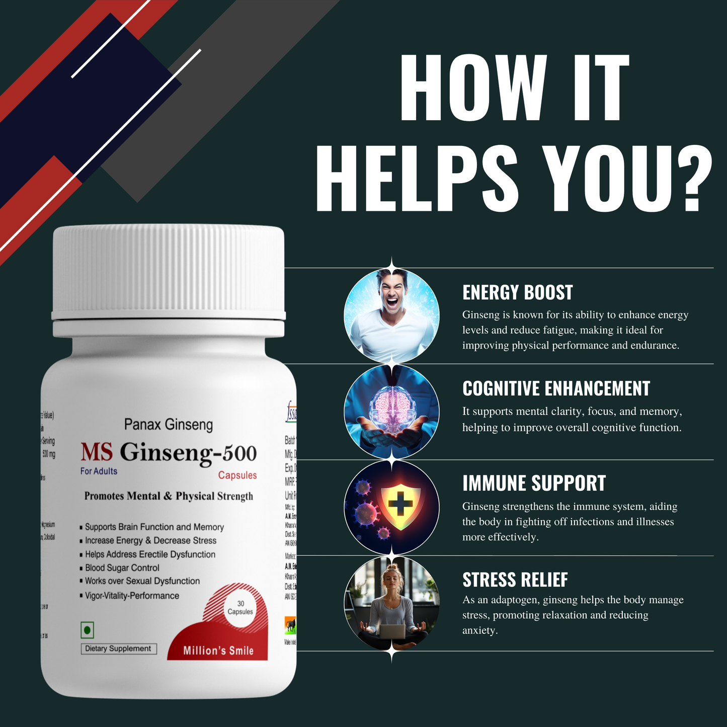 MS Ginseng-500 Capsules - 30caps.