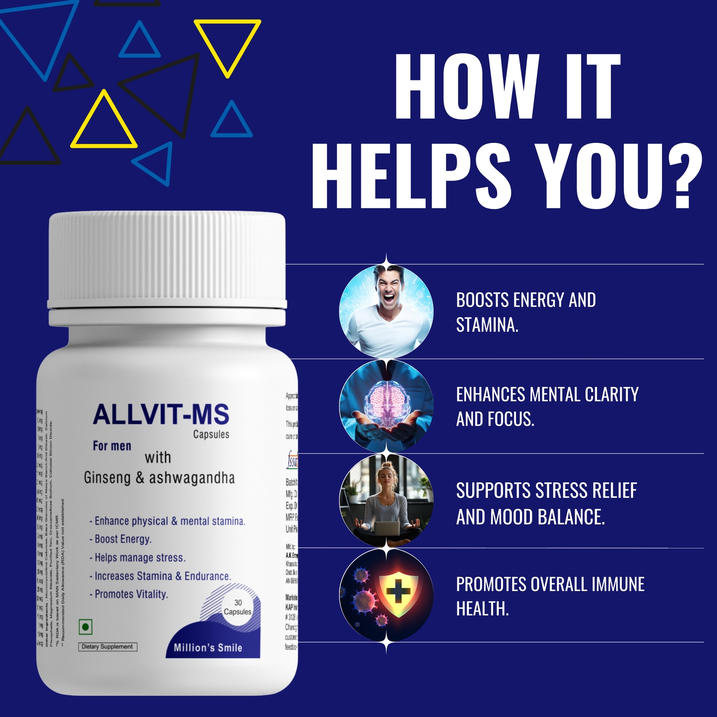 MS-ALLVIT Capsules for Men with Ginseng & Ashwagandha - 30caps.